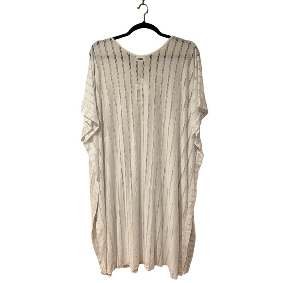 Calvin Klein Striped Maxi Caftan Cover-up in Soft White - Picture 3 of 9